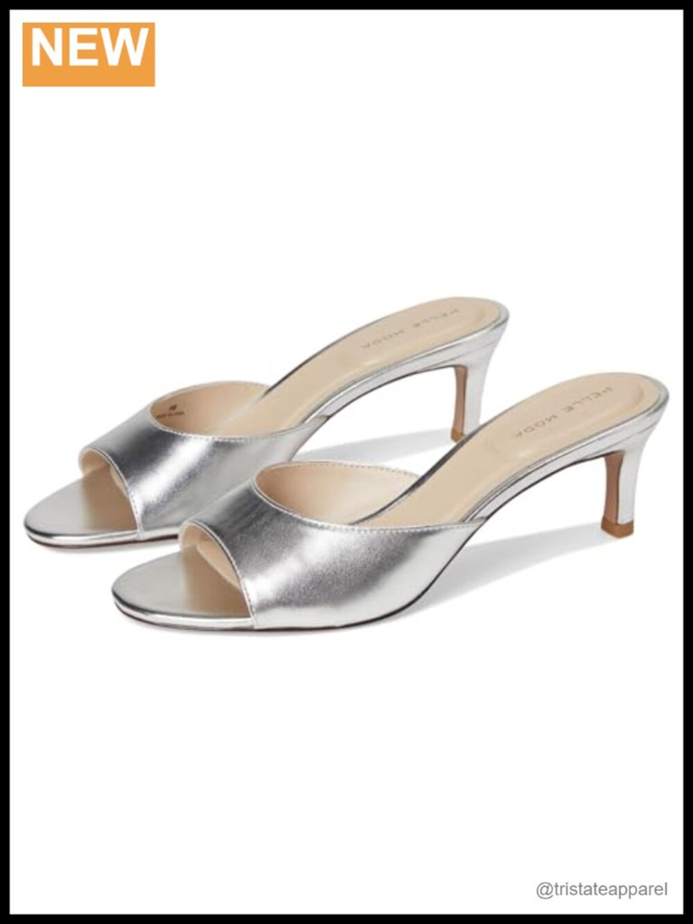 Pelle Moda Unia Slide Sandal Leather Upper Slip On Kitten Heel
